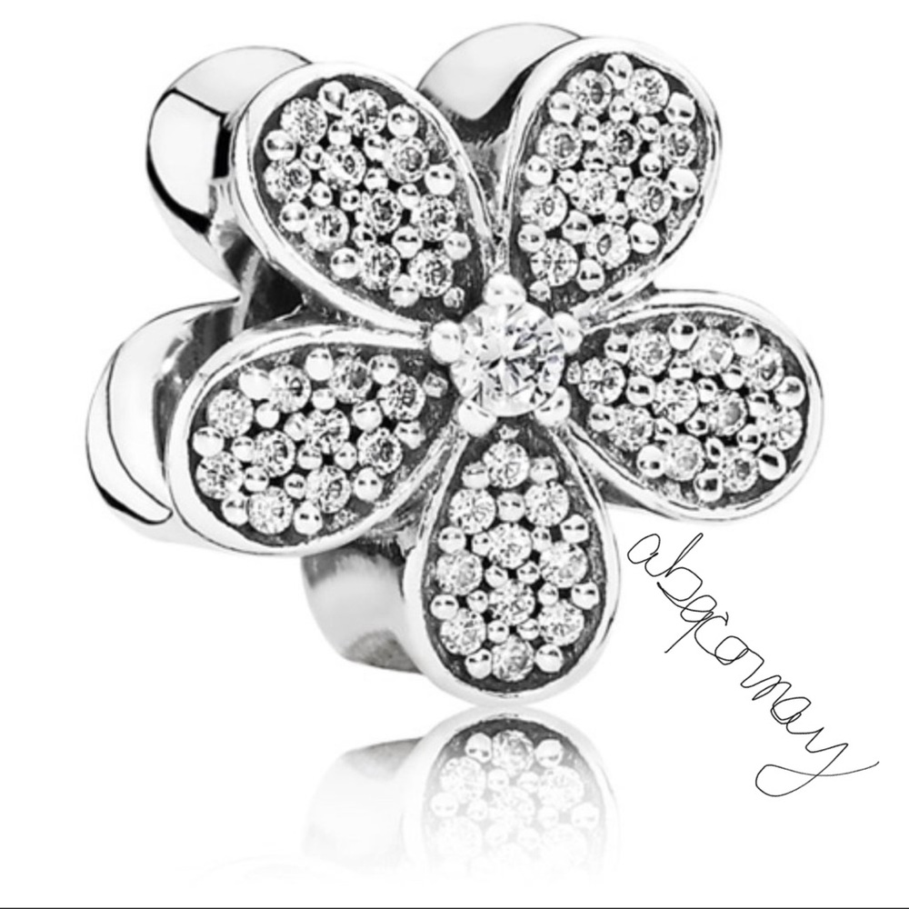 EUC Pandora 791480CZ Sterling Silver Dazzling Daisy Charm w/ Clear Zirconia